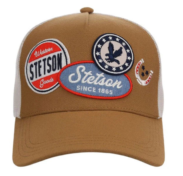Stetson Embroidered Patches (Tan/White) - Trucker Cap