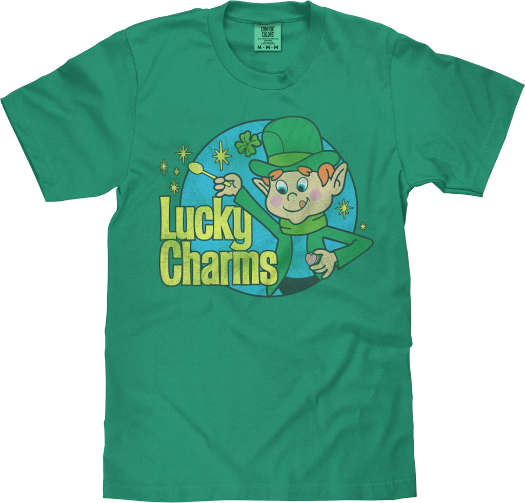 Tee Luv x Comfort Colors 70s Lucky Charms Cereal Leprechaun T-Shirt - Grass Green