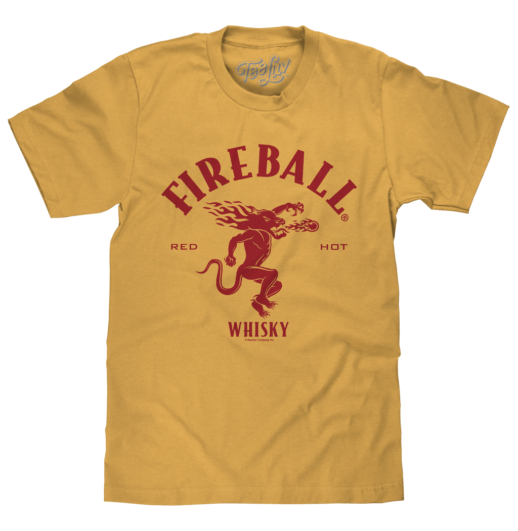 Fireball Whisky Red Hot Dragon Logo T-Shirt - Mustard Yellow