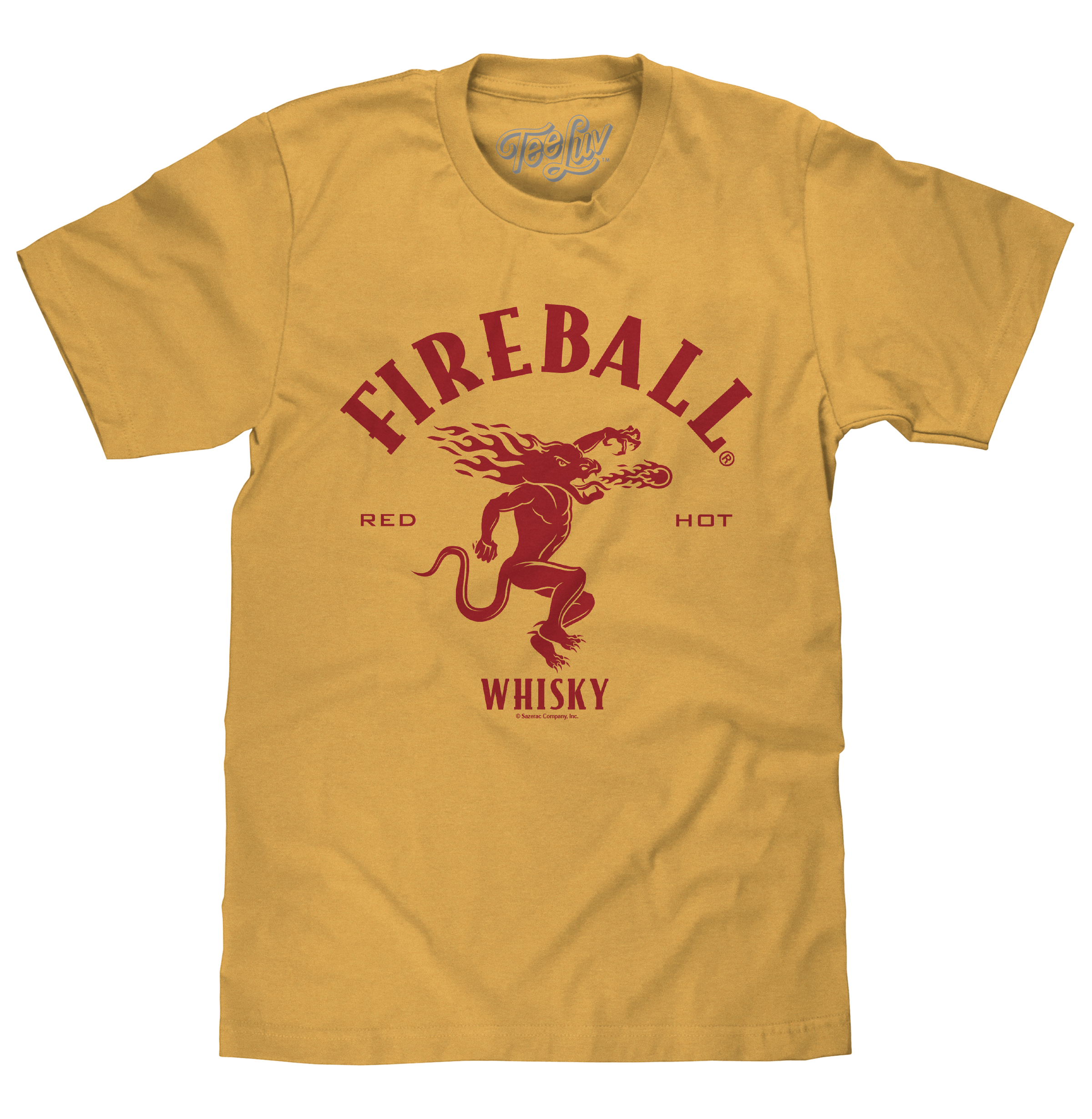 Fireball Whisky Red Hot Dragon Logo T-Shirt - Mustard Yellow