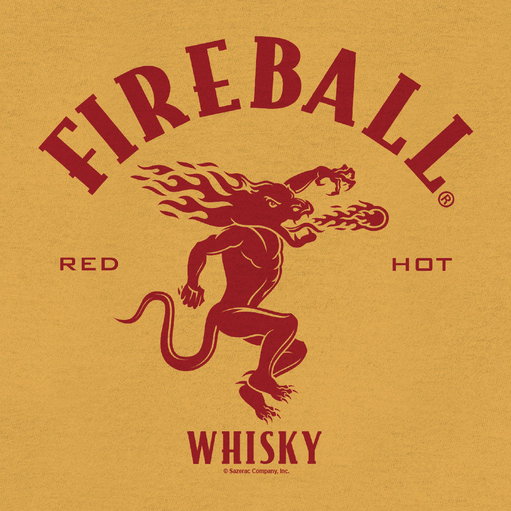 Fireball Whisky Red Hot Dragon Logo T-Shirt - Mustard Yellow