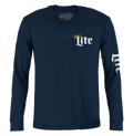 Miller Lite Front/Back/Sleeve Print Long Sleeve T-Shirt - Navy Blue