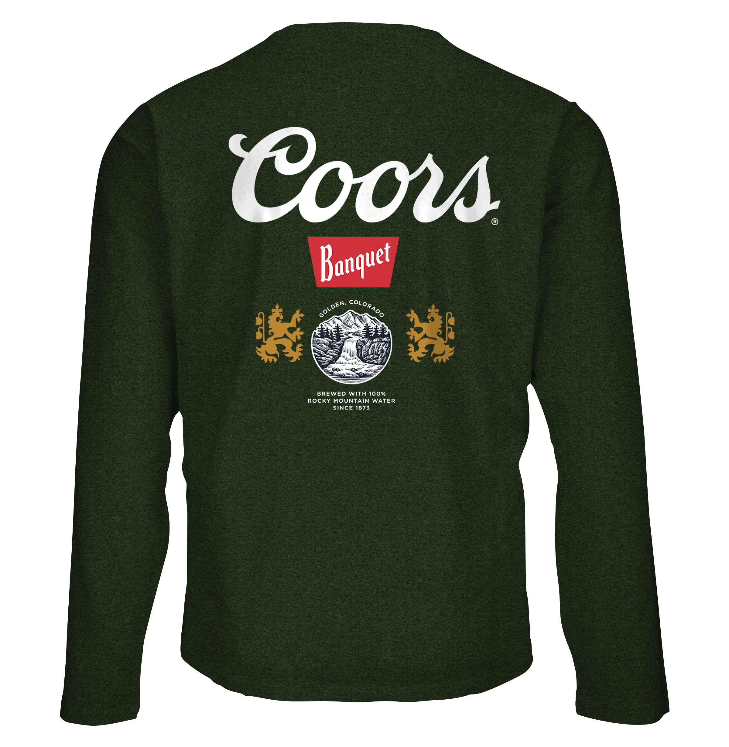 Coors Banquet Double Sided Long Sleeve Beer Logo T-Shirt - Forest Green