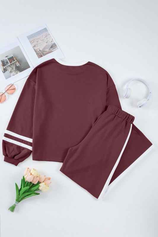 Varsity Stripe Pullover and Drawstring Pant Set