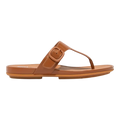 FitFlop Gracie Rubber-Buckle Leather Toe Women’s Sandals – Light Tan
