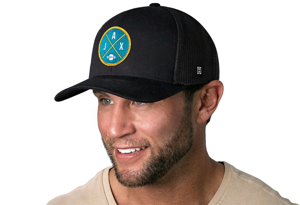 Jacksonville Trucker Hat  |  Black JAX X Football Snapback