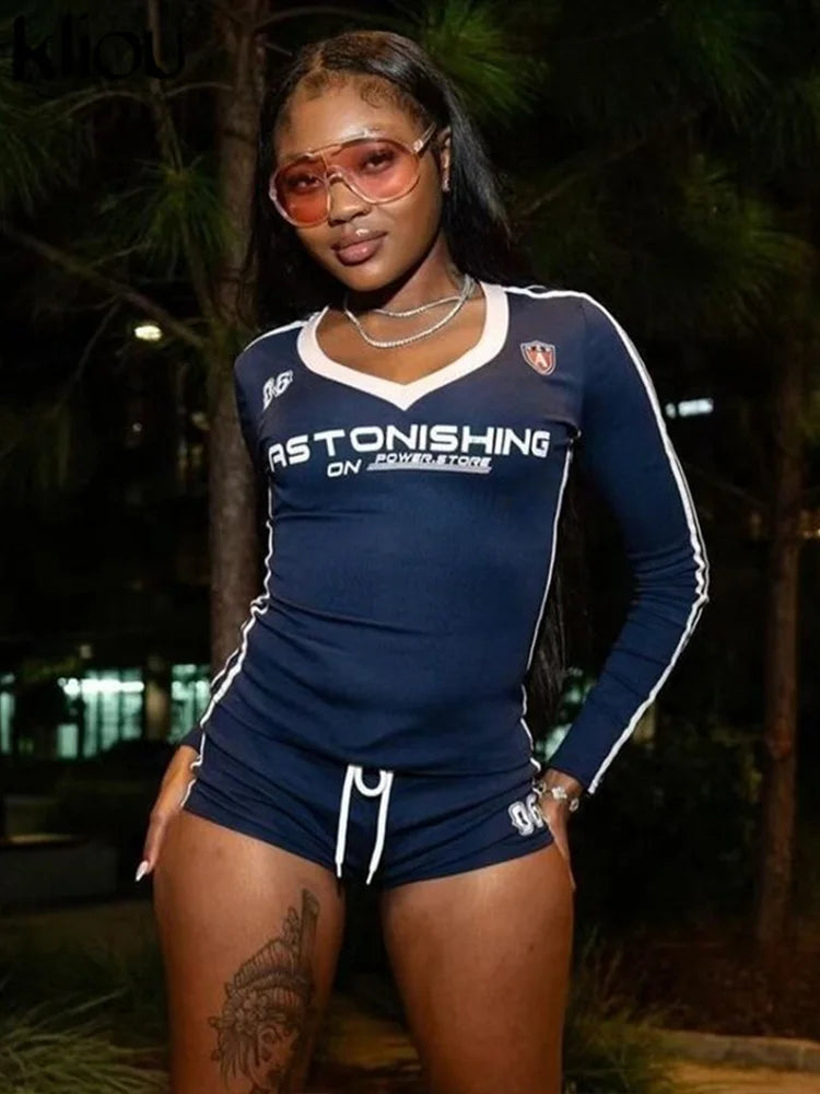 Kliou Women's Sporty 2-Piece Set: Tee & Shorts