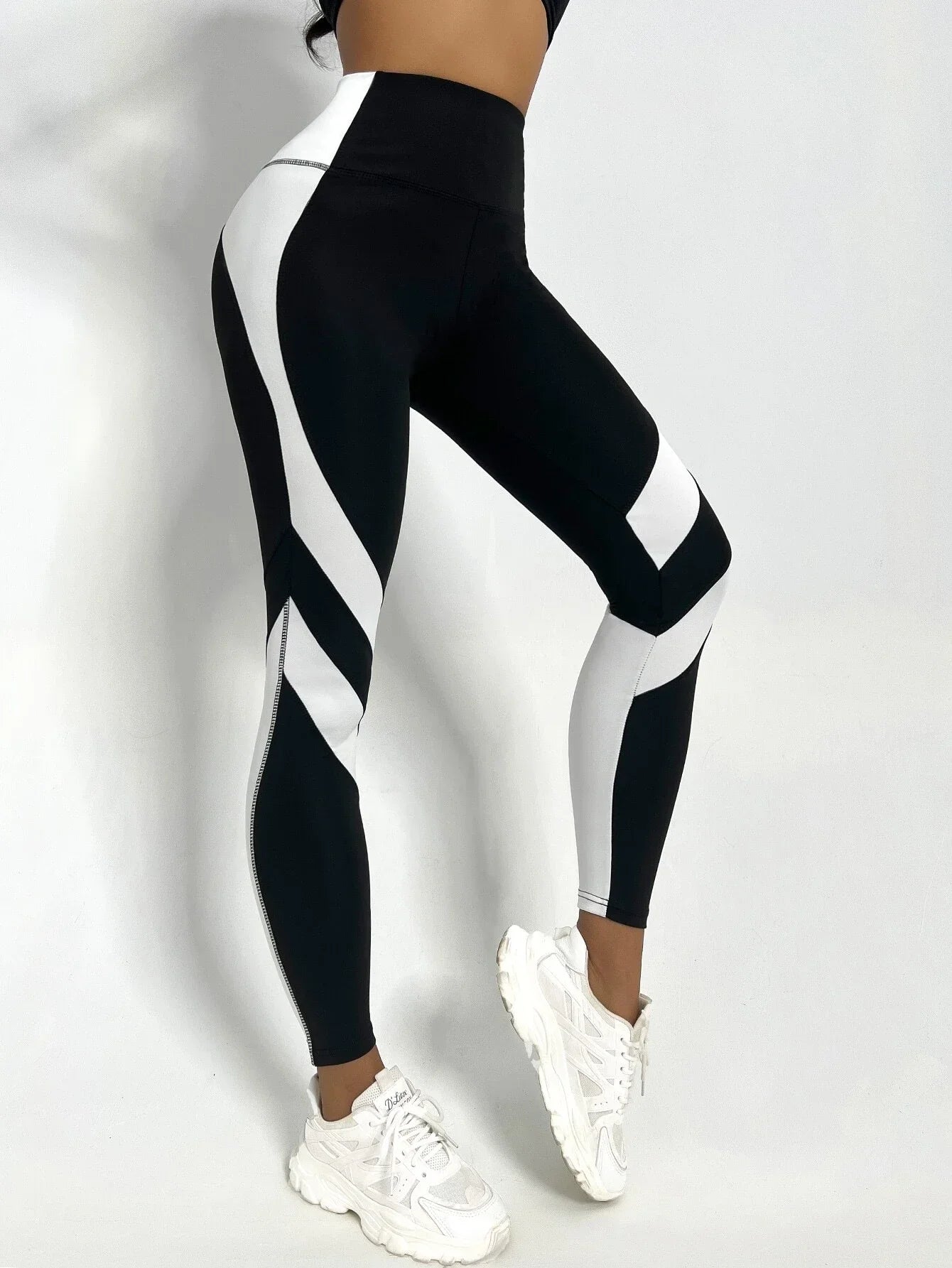 Two Tone Yoga Leggings Tummy Control Sports Tights