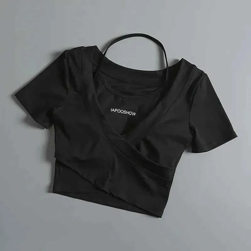 Summer Sports Crop T-Shirt with Chest Pads