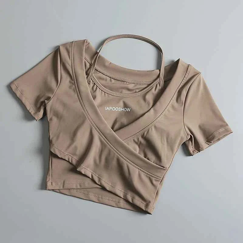 Summer Sports Crop T-Shirt with Chest Pads