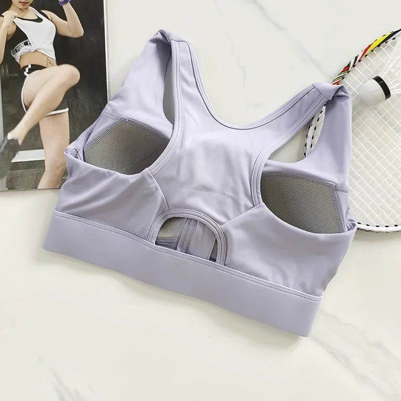 Women's Zipper Shockproof Sports Bra