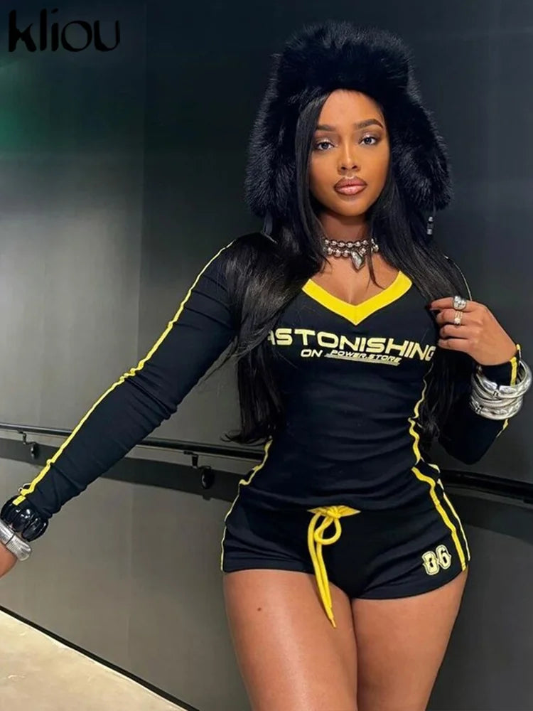 Kliou Women's Sporty 2-Piece Set: Tee & Shorts