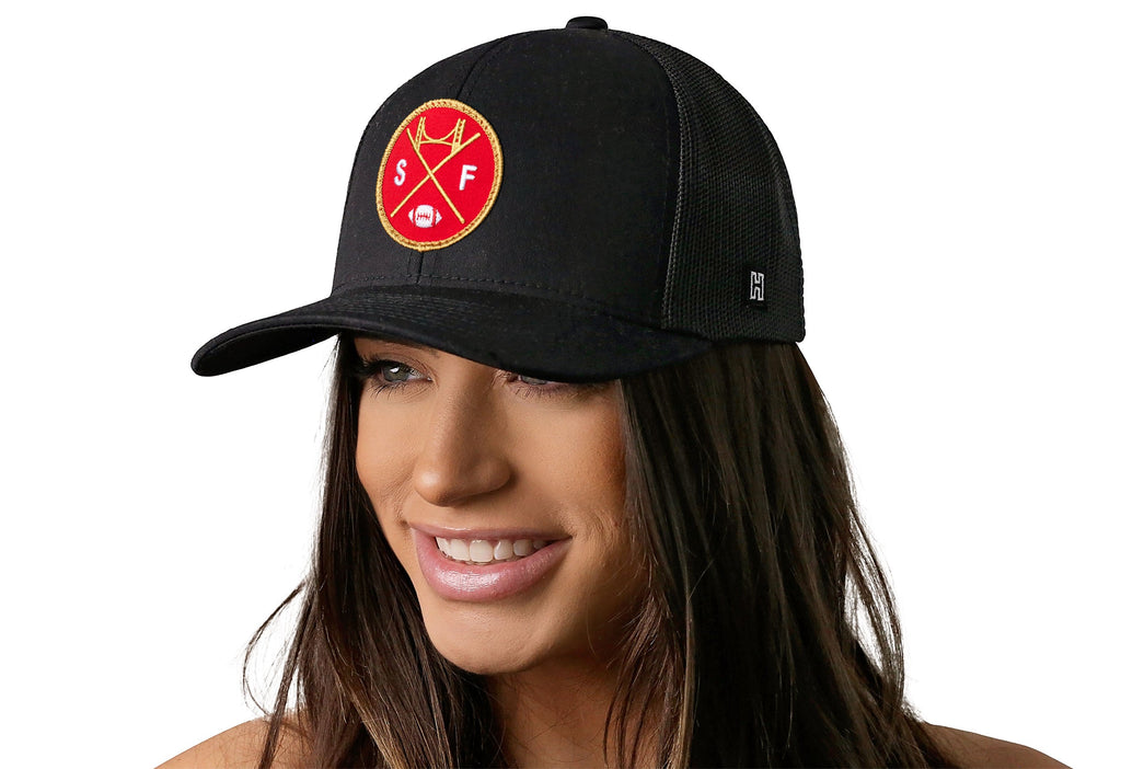 San Francisco Trucker Hat  |  Black SF X Football Snapback