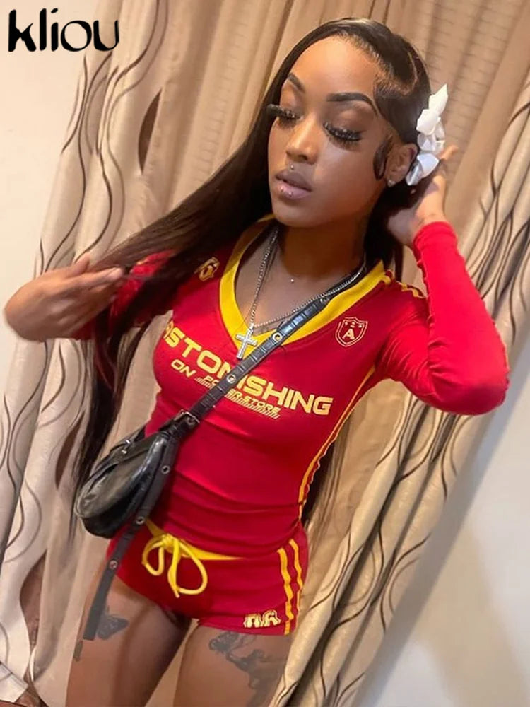 Kliou Women's Sporty 2-Piece Set: Tee & Shorts