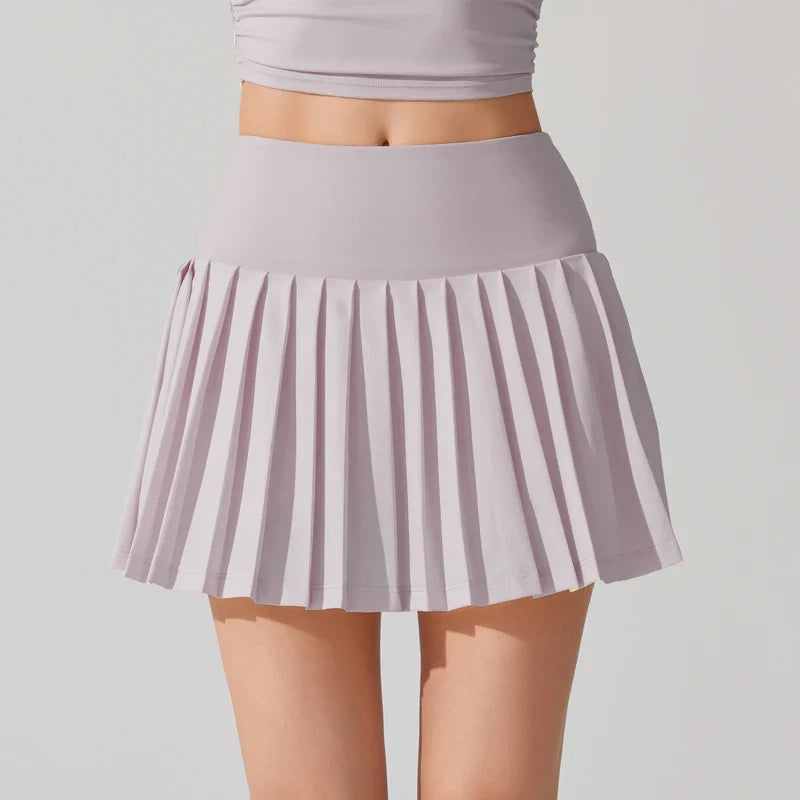 VITALINOVO Flowy Pleat Skort: High-Waist, Pocketed, Comfy