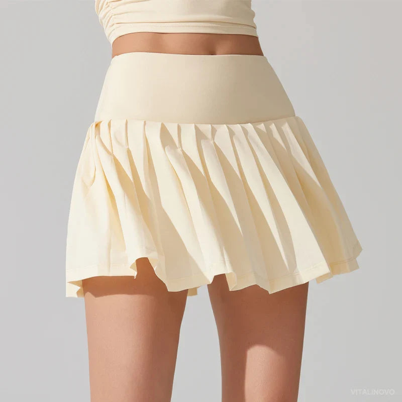 VITALINOVO Flowy Pleat Skort: High-Waist, Pocketed, Comfy