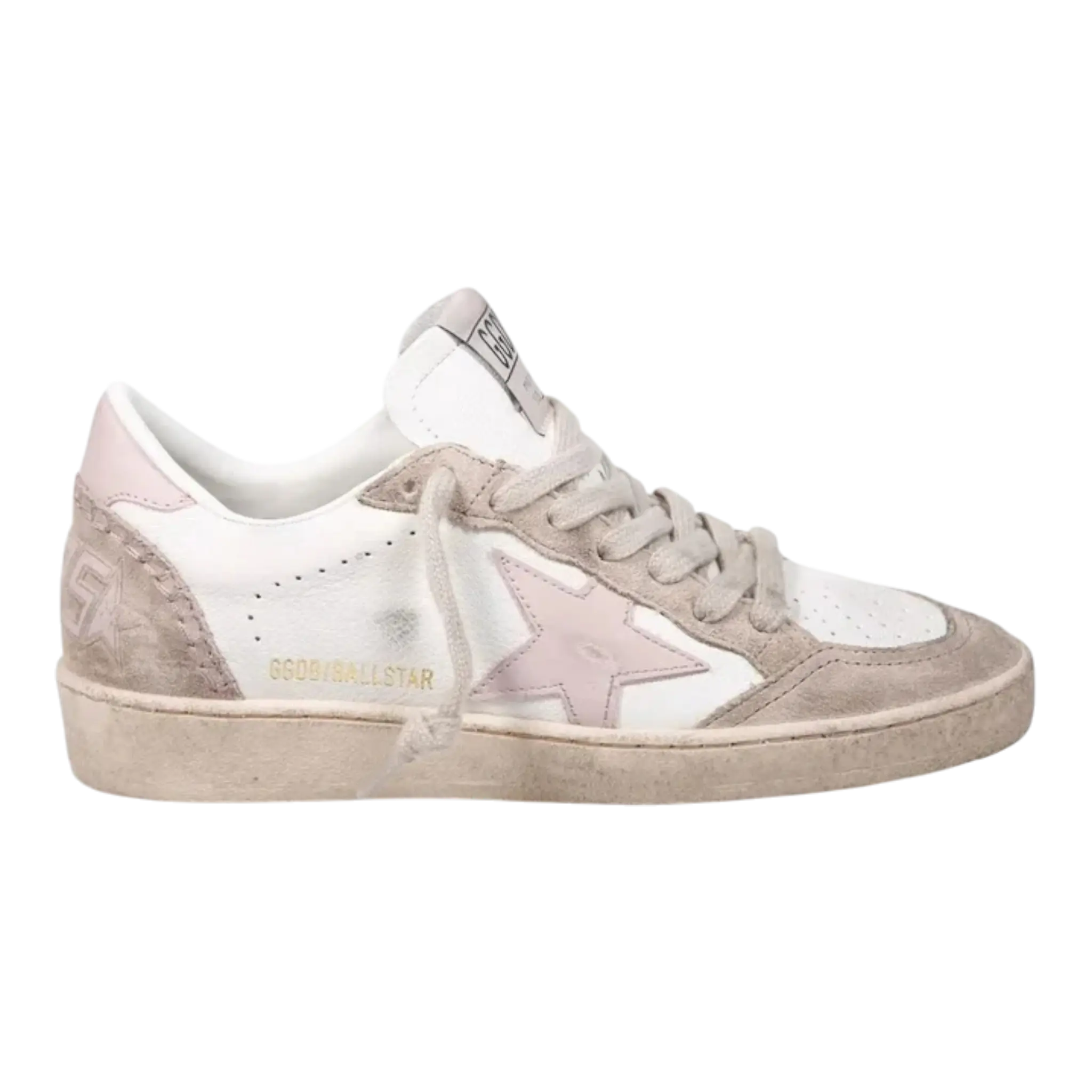 Golden Goose Ball Star Women Sneakers White Pink Beige Leather