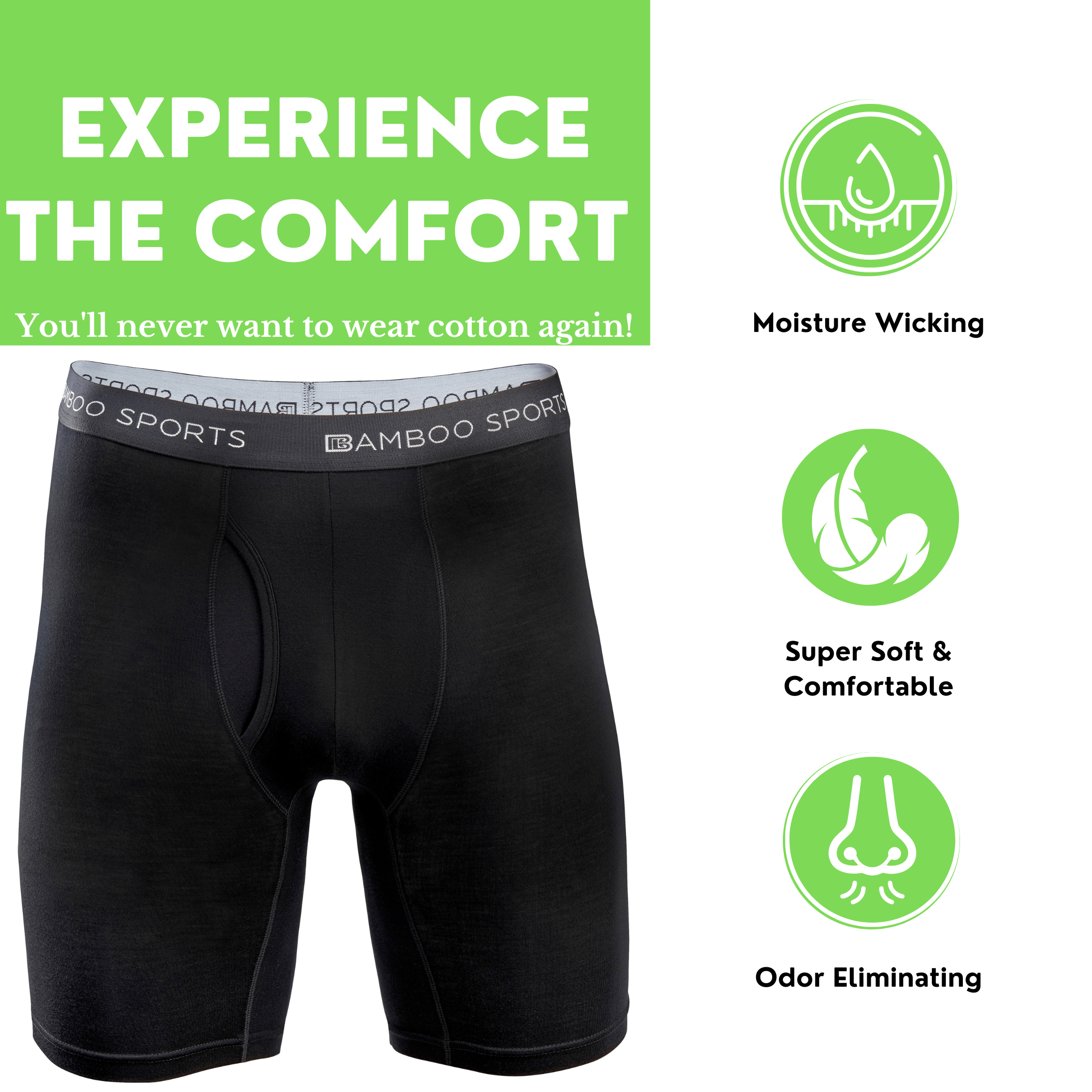 Men's 6" Inseam Bamboo Rayon Boxer Briefs - 4 Pack