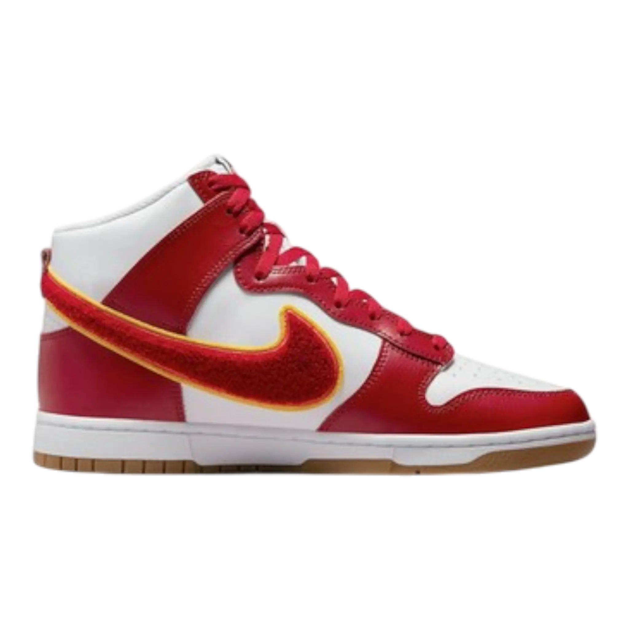 Nike Dunk High Retro Men Sneakers Chenille Swoosh White/Gym Red
